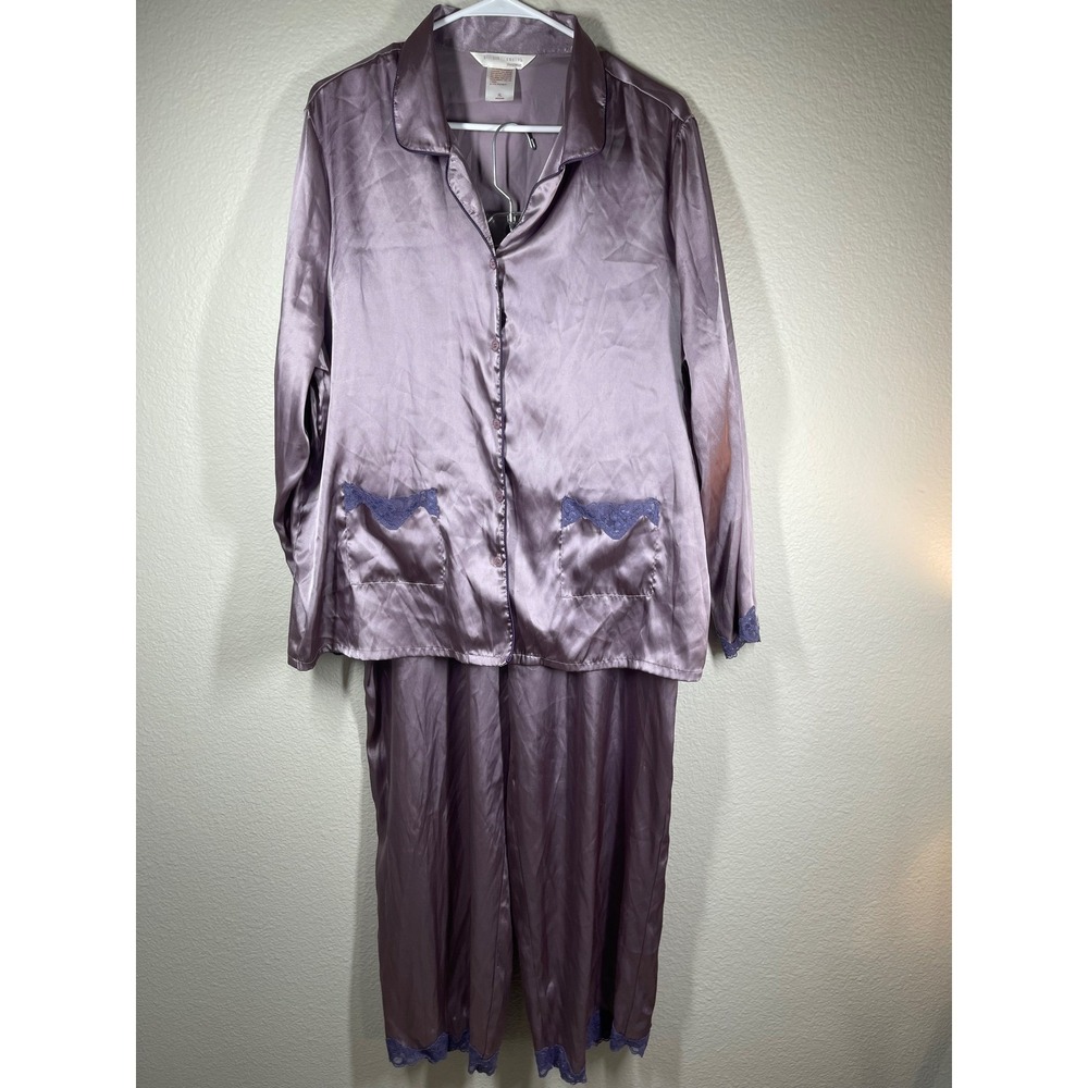 Jilligan OMalley Sleepwear Lavender Satin Lace Pajama Set XL comfort slow living
